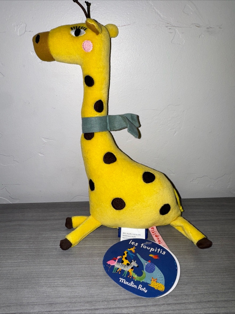 Moulin Roty GIRAFFE Plush RATTLE Bells LES TOUPITIS Baby Stuffed Animal 10”
